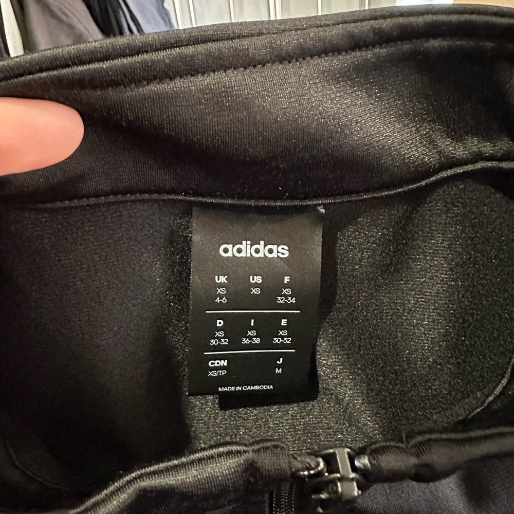 ADIDAS BLACK TRACK JACKET XS 4-6 LIGHTWEIGHT #80 - Picture 3 of 4